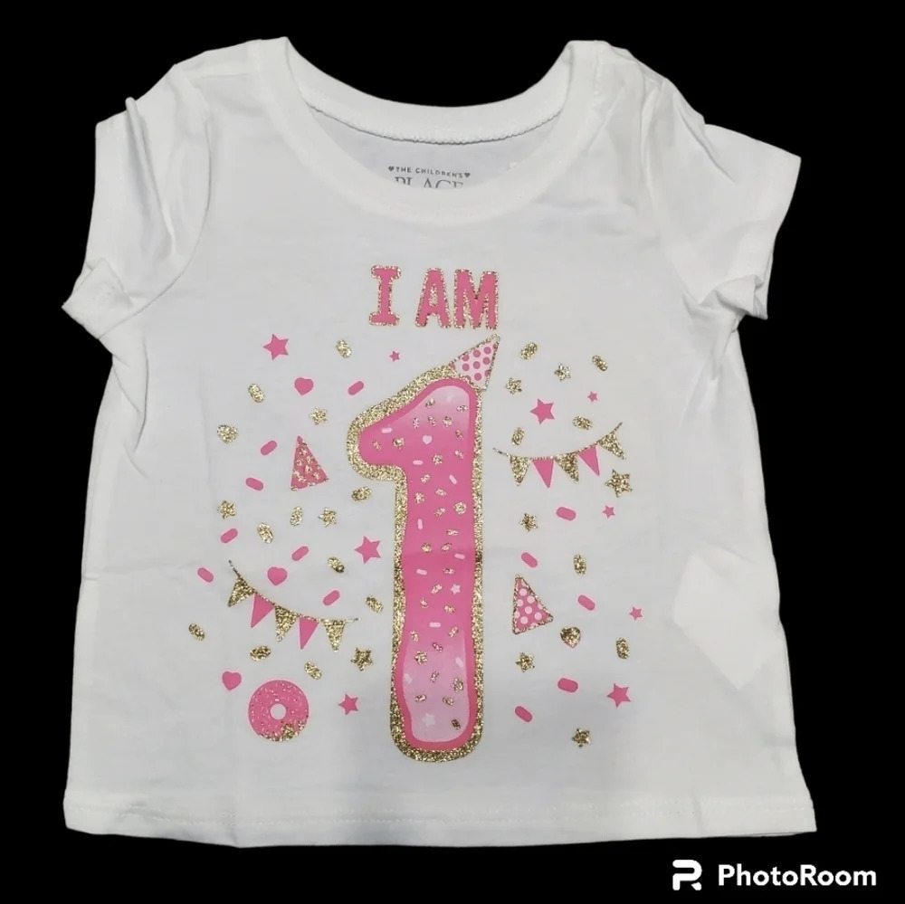 The Children's Place Baby Girl First 1st Birthday Tee Shirt Top 9-12 M